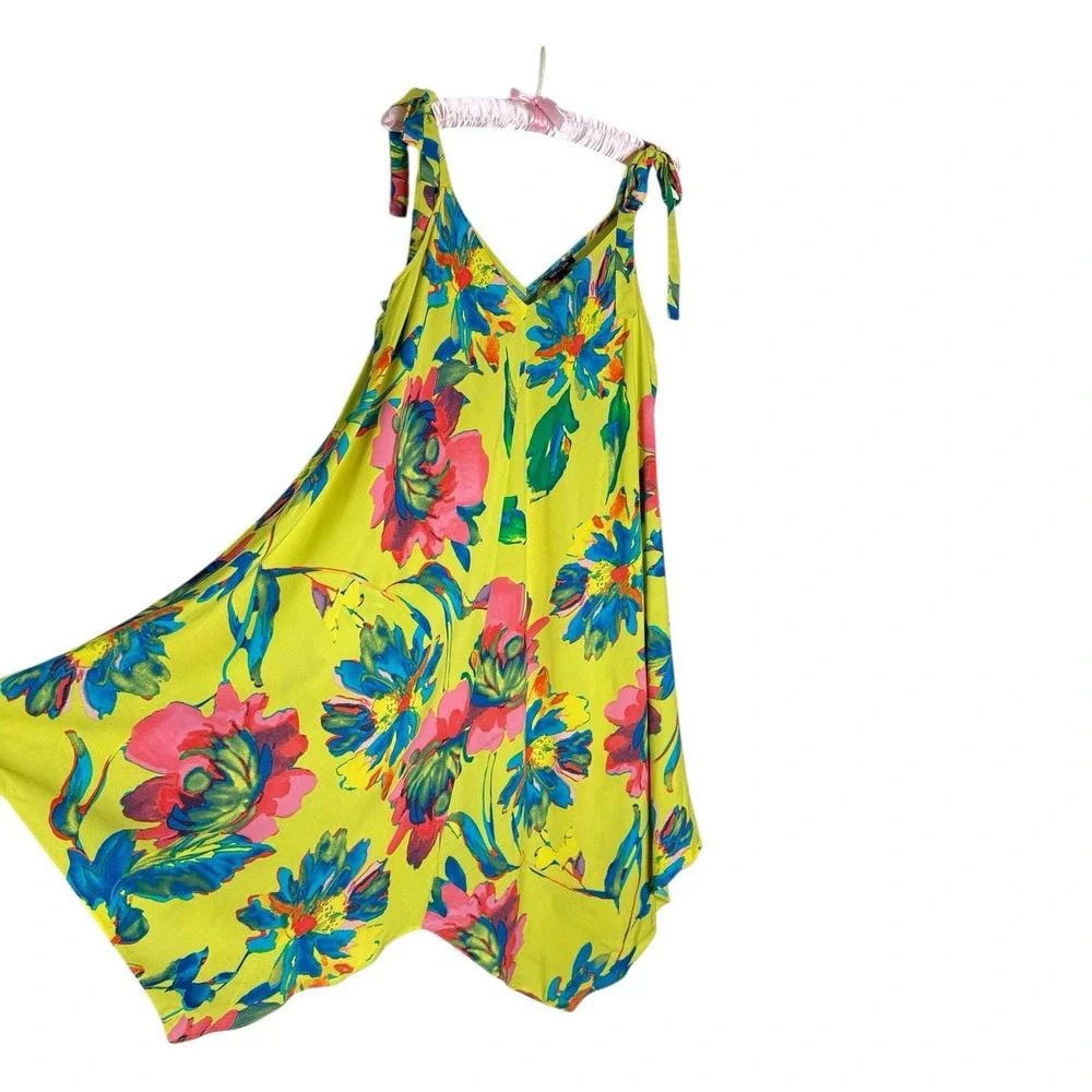 NWT Sam And Jess L‎ Dress Floral Bow Tie Asymmetrical Beachy Lightweight Flowy